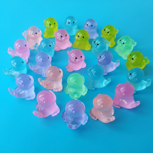 海洋动物模型海狮发光小摆件