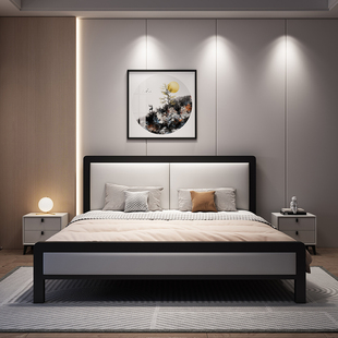 床1.8米铁艺床出租房床加厚加固公寓双人床1.5单人简约现代铁架床