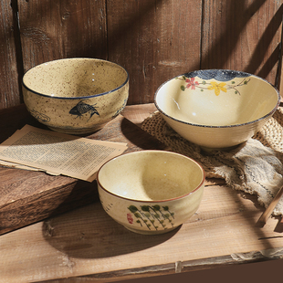 中式复古陶瓷碗家用面碗商用釉下彩面条碗泡面碗大号汤碗螺丝粉碗