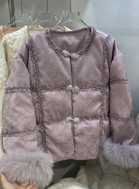 反季捡漏！高级感木耳边拼接短款狐狸毛羽绒服女冬百搭白鸭绒