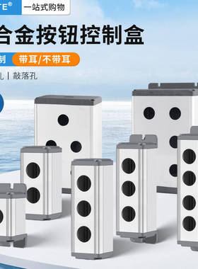 金属按钮盒防水按钮盒有/无侧耳16/19/22mm铝合金开关盒定制45*45
