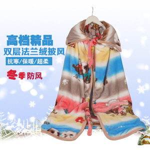 冬季婴儿背带披风被褛 宝宝加厚双层法兰绒披风 外出婴儿用品