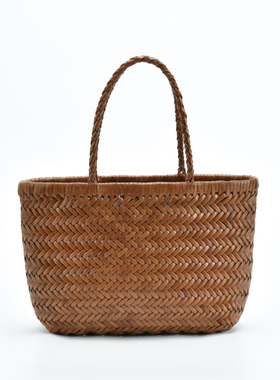 Dragon D同款头层牛皮编织包真皮复古法式纯手工菜篮子包