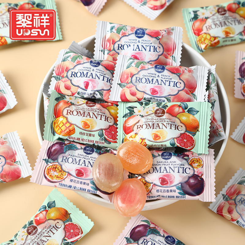 黎祥羅曼雙味夾心硬糖水果夾心暢銷網(wǎng)紅熱門兒童童趣辦公休閑零食