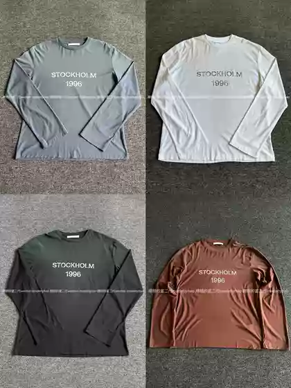 【Ceiling Top】25Ss Vintage Mud-Dyed Distressed Letter 1996 Linen Blend Long-Sleeve Unisex Style