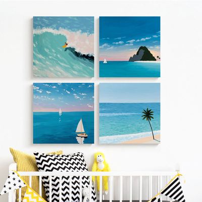 治愈系小清新海景装饰画多巴胺酒店民宿壁画北欧客厅卧室玄关挂画