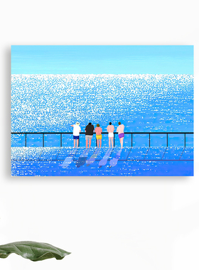 多巴胺小清新蓝色治愈系海景装饰画 客厅餐厅卧室奶油风ins挂画
