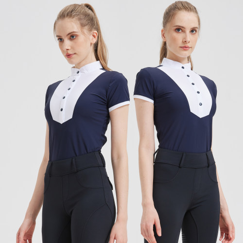 夏季短袖马术T恤骑马上衣女衬衫骑马装马术服装女打底针织衫女