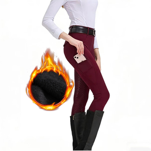 冬季加绒加厚马裤男女骑马裤硅胶防滑马术骑行裤儿童加绒裤紧身