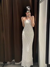 2024新品 ZA女装白色高级感修身半透明蕾丝吊带连衣裙夏 3067357