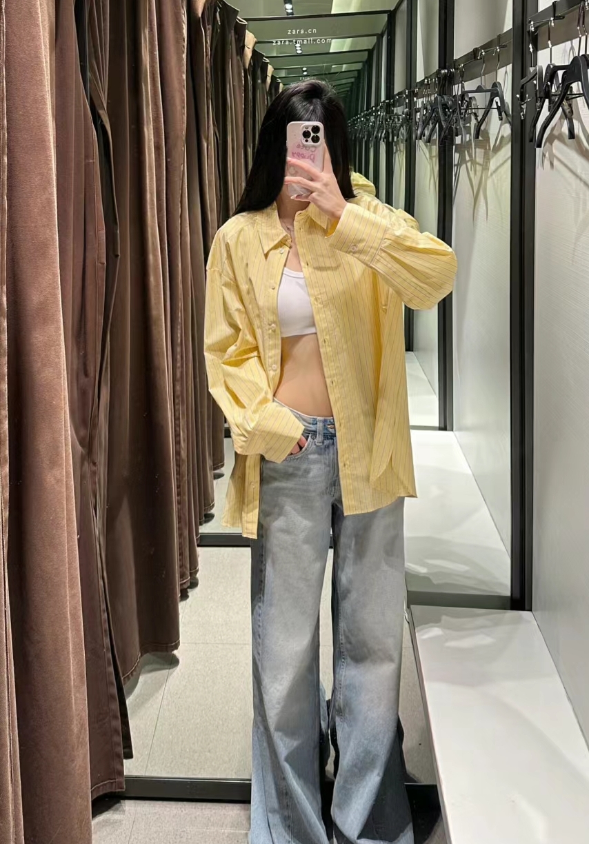 府绸衬衣美拉德风宽松