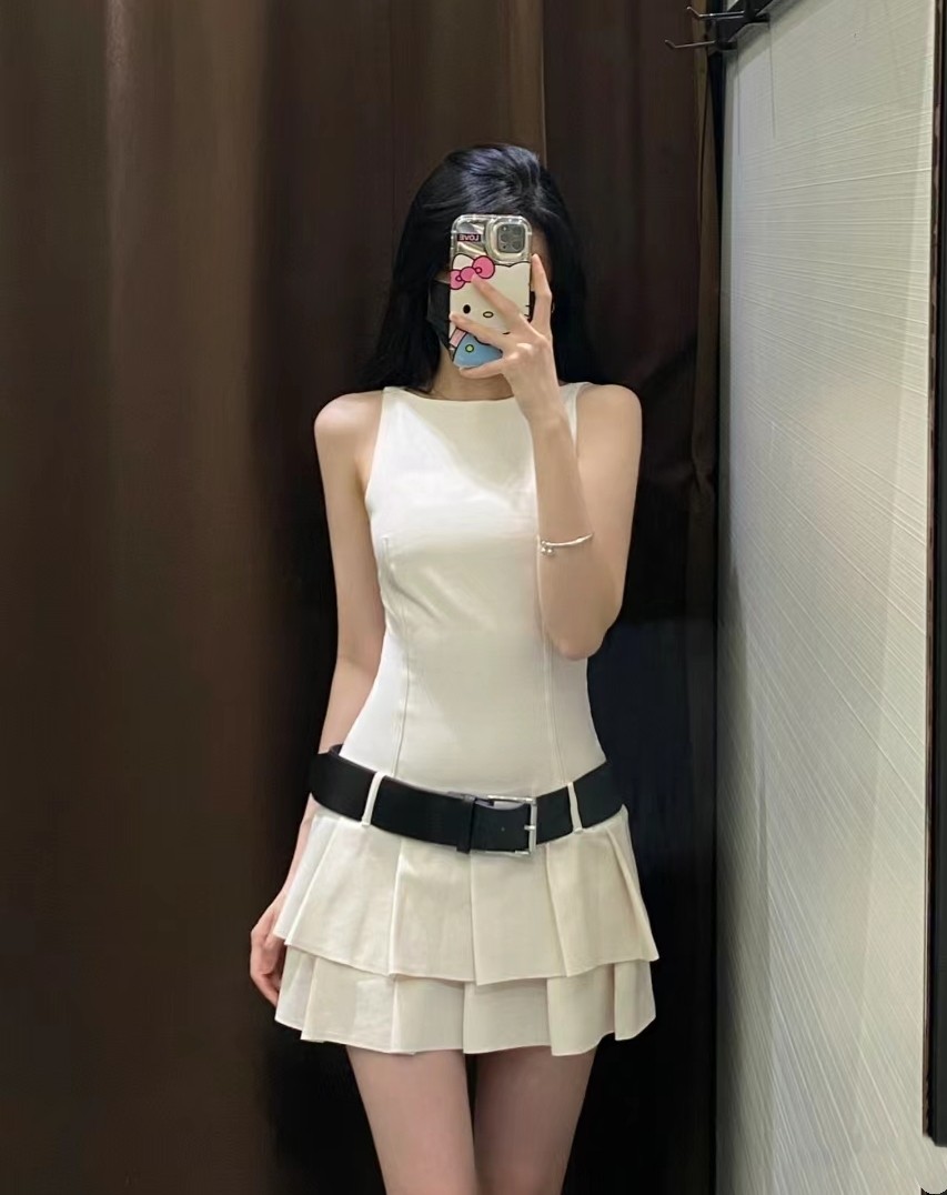 2024新品 ZA女装纯欲风设计时尚配腰带宽褶连体裤式连衣裙3152330