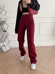 ZA女装 春季 五口袋阔腿长裤显瘦高腰直筒牛仔裤6147/176 6147176