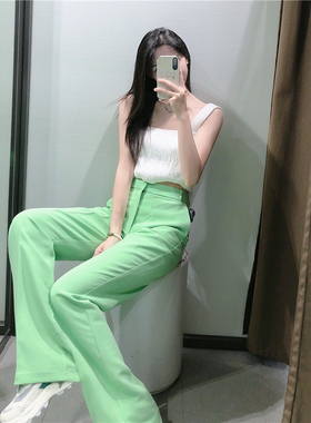 2021新款 ZA女装 高腰垂性直筒高腰裤穿裤子 2010/200 2010200