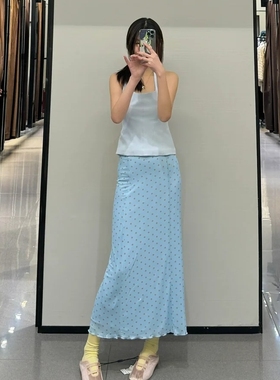 2024新品 ZA女装波点绢网印花显瘦修身包臀弹力高腰半身裙4661405