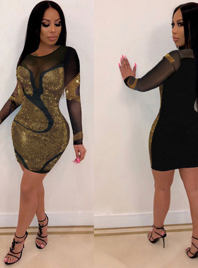 欧美性感连衣裙夜店风透视裙子大码 sexy party dress women 2XL