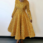 size 大码 dress gown plus party long women 礼服亮片长裙