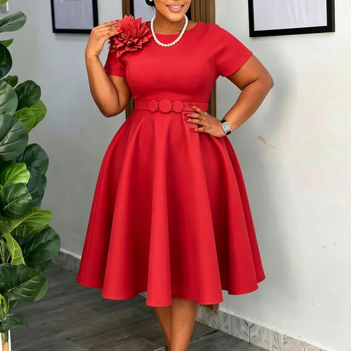非洲大码纯色非洲连衣裙 African female dress OL plus size new