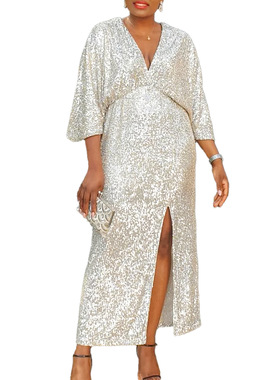 plus size dress for women big size dress 亮片长裙非洲大码裙