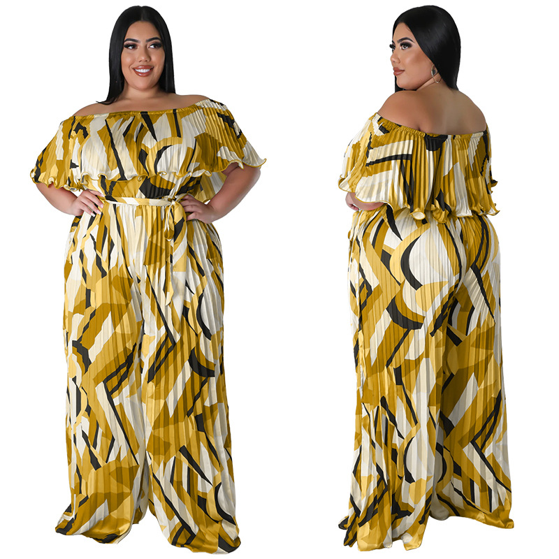 plus size women European fashion printing women jumpsuits 女装/女士精品 连体衣/裤 原图主图