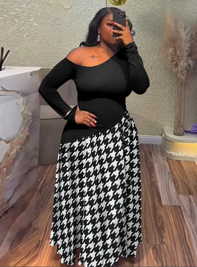 跨境大码欧美新款女装大裙性感连衣裙 plus size dress one piece