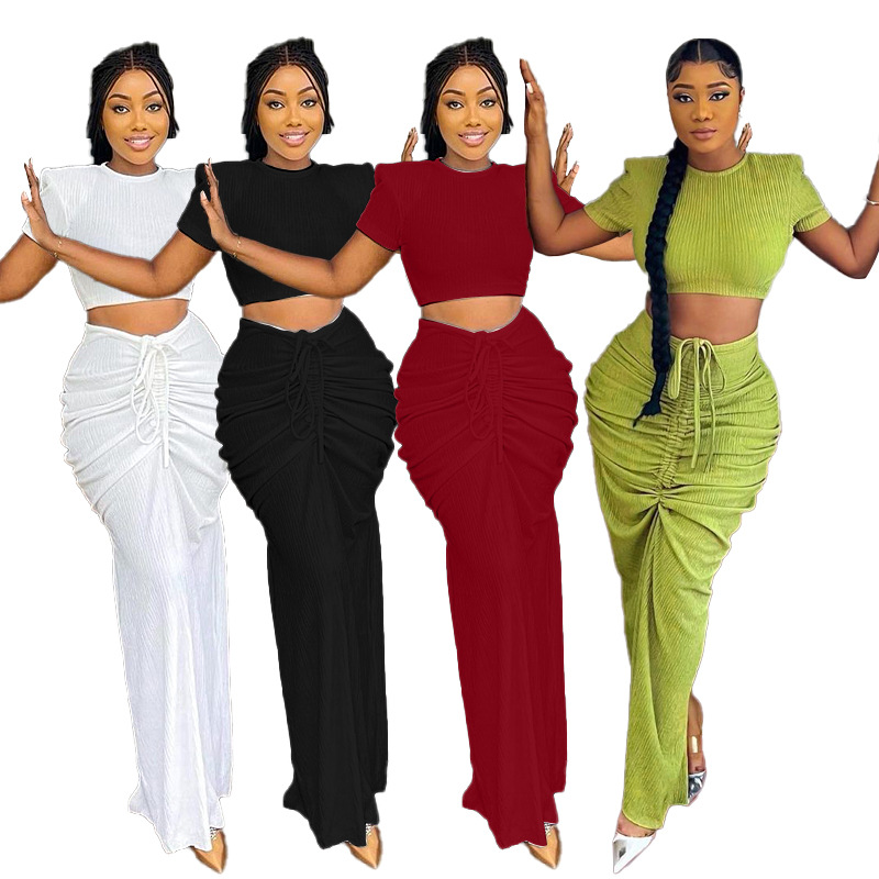 欧美风时尚性感纯色套装