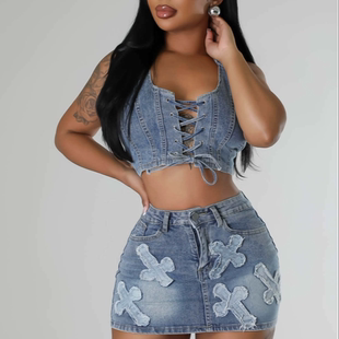 plus size two piece dress women jeans suits lady clothes hot