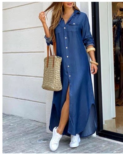 欧美风时尚性感纯色大码长裙