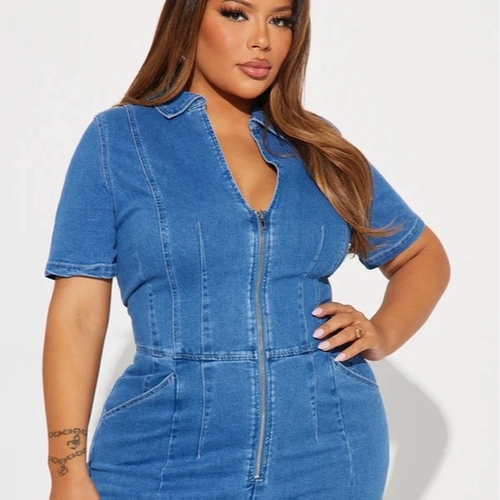 欧美风牛仔连体裤连体衣阔腿裤 plus size jumpsuits women jeans