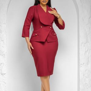 OL dress women plus size亚马逊跨境女装新款时尚气质非洲连衣裙
