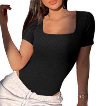 欧美风时尚坑条纯色短袖连体衣