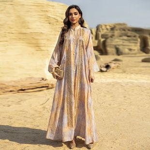 跨境中东长袍女装迪拜套头长裙女士连衣裙名族风长裙礼服长款长袍