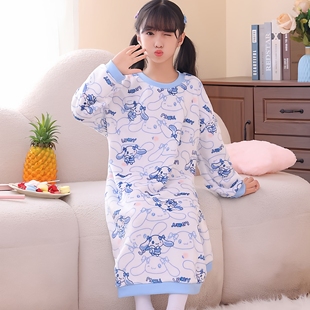 儿童长袖加绒睡裙女童2025年新款秋冬季小女孩男宝宝中大童家居服