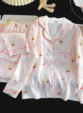 秋冬儿童睡衣女童薄款云朵棉长袖网红公主风中大童女孩学生家居服