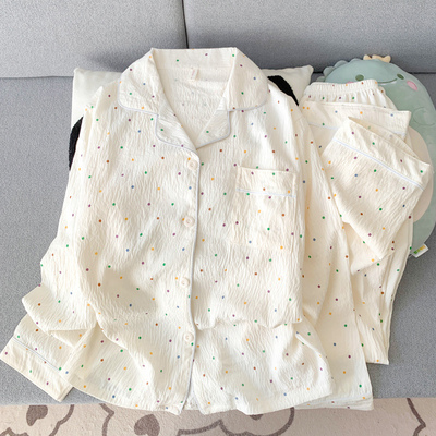 儿童云朵棉睡衣女童彩色波点秋冬