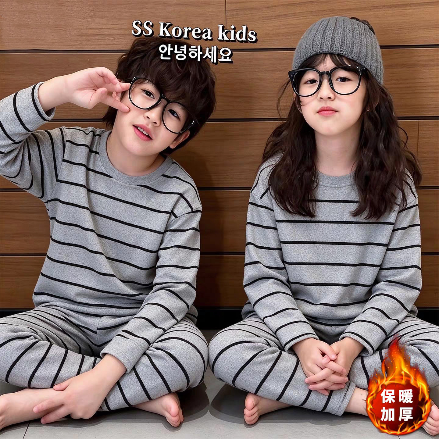 韩版德绒亲子款儿童家居服套装