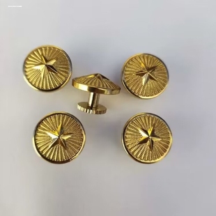 纽扣金色螺丝扣 金属常服扣子 帽钉 金银色章扣 肩章扣子