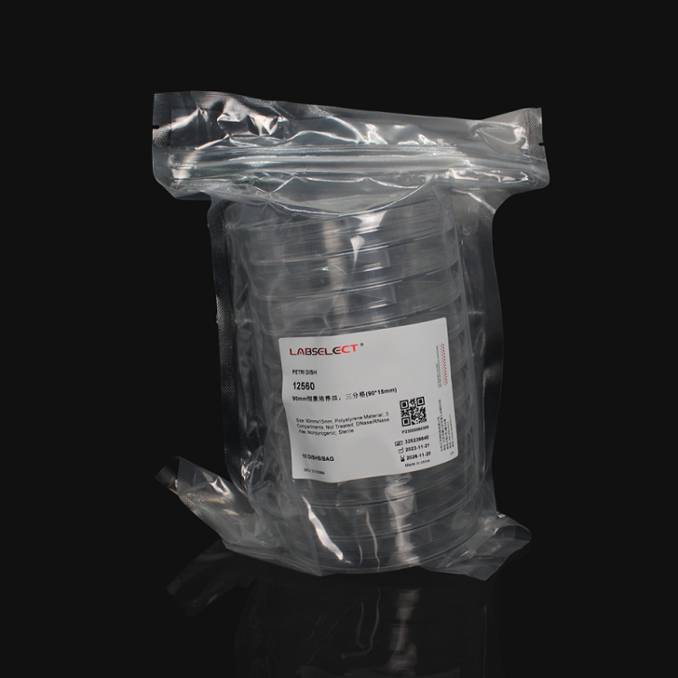 甄选LABSELECT 90mm细菌培养皿,三分格(90*15mm) 12560