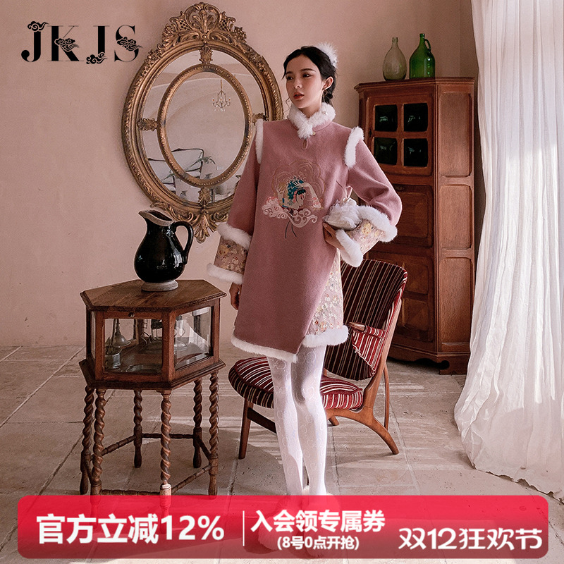 少女加厚拜年民国改良版旗袍