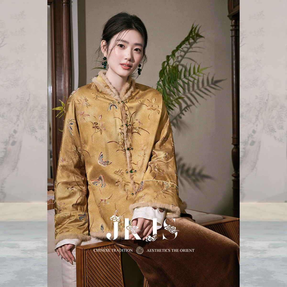 人丝定位提花棉衣新中式国风棉服