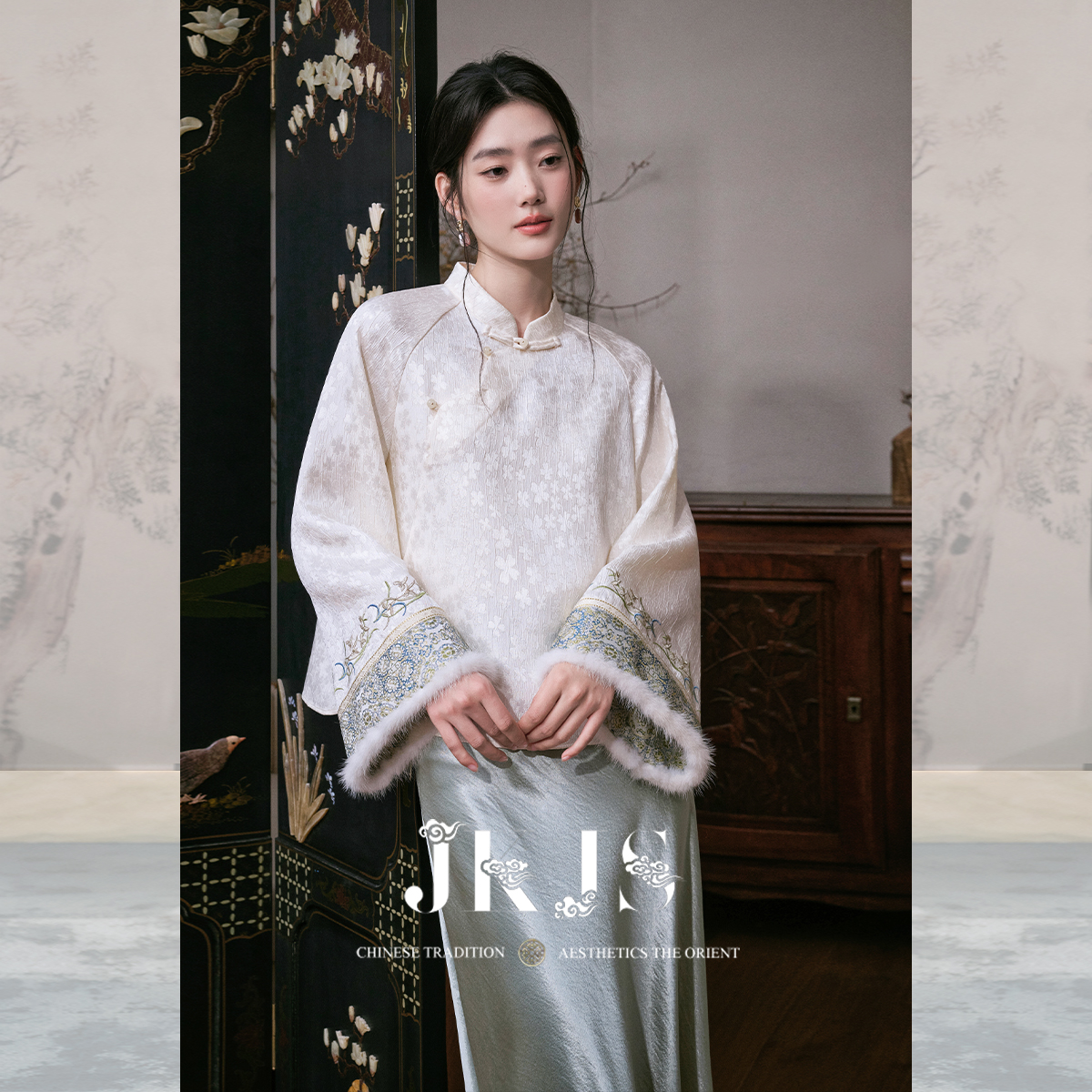 JKJS人丝提花衬衫内搭秋冬