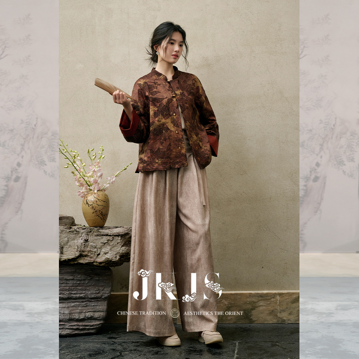 JKJS人丝立体提花外套女气质