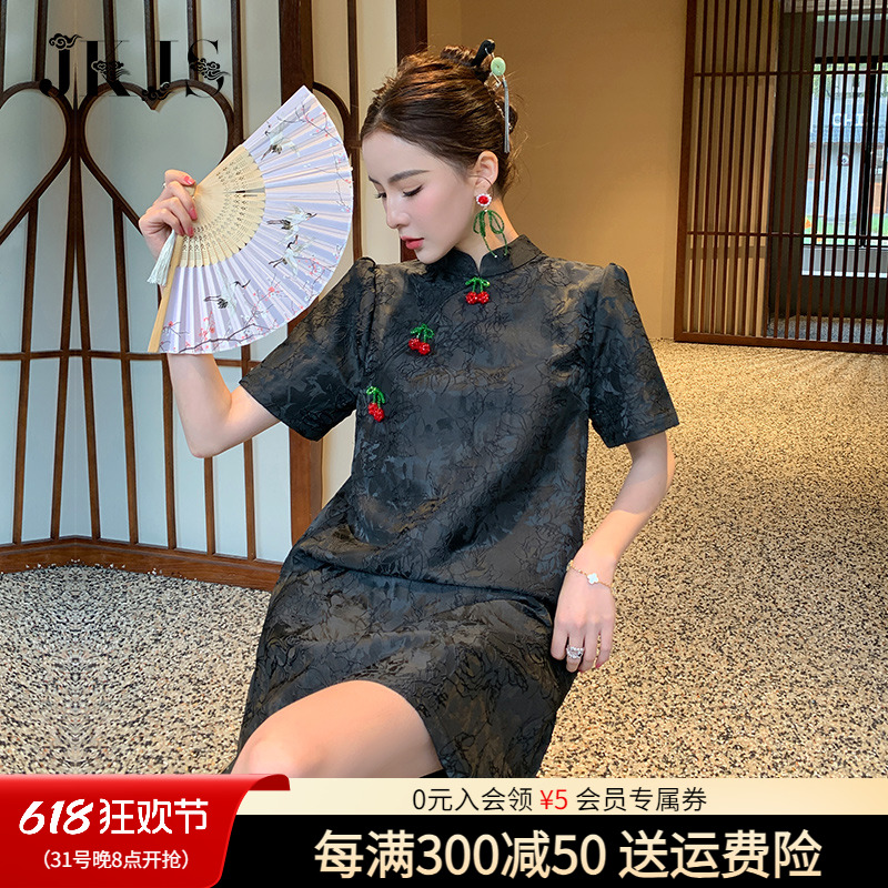 改良旗袍2024新款夏年轻款少女气质国风女装大码新中式连衣裙