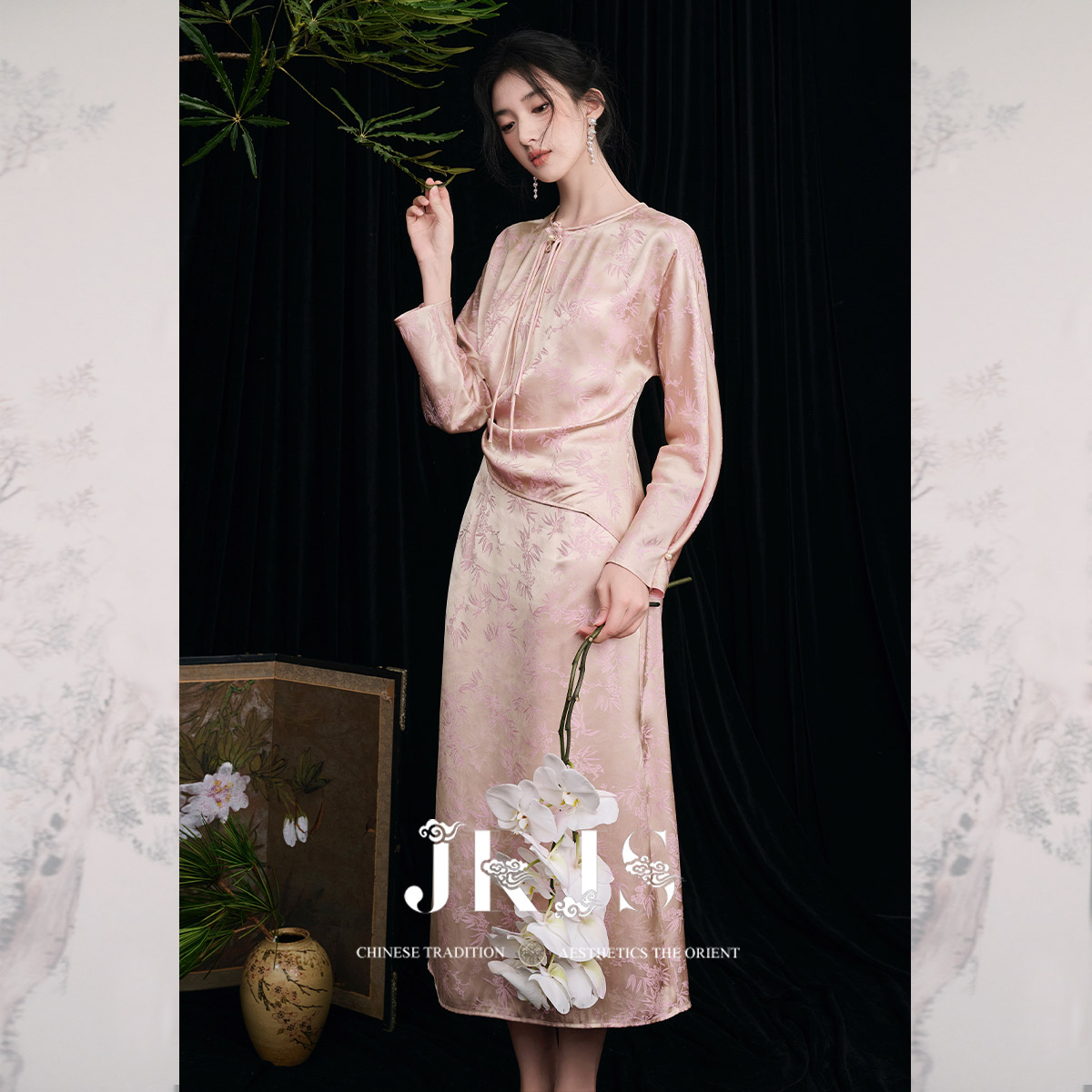 长袖连衣裙JKJS碎花裙子