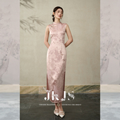 云锦 新款 人丝提花定位刺绣新中式 JKJS 旗袍修身 连衣裙春季 女装