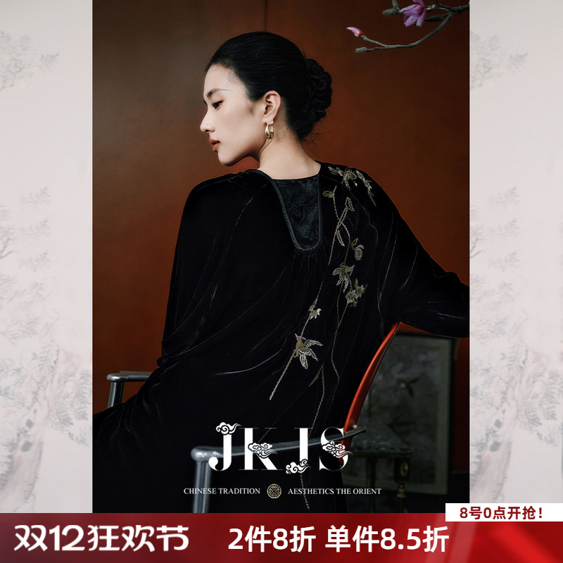 国风卫衣JKJS绣花丝绒