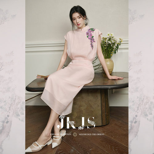 JKJS薄纱连衣裙气质收腰