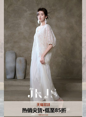 JKJS天丝重工绣花连衣裙女夏
