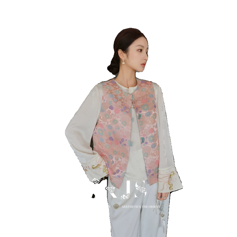JKJS东方美韵中式装~轻国风女装秋装新款马夹高级感轻奢提花上衣