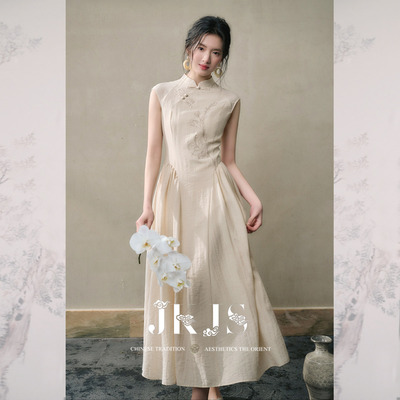 JKJS人丝亚麻连衣裙长裙女夏